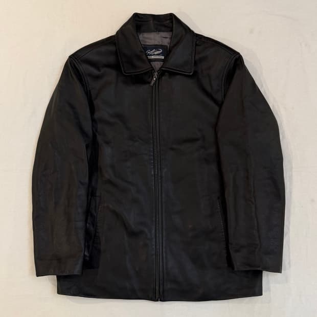 00s 크로커다일 램스킨 양가죽 싱글 라이더 가죽자켓 블랙