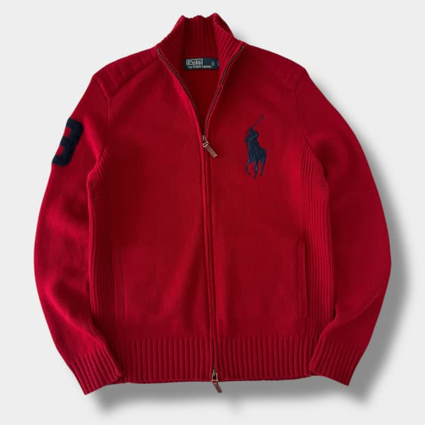 폴로 랄프로렌 신형 루즈핏 빅포니 투웨이 울 니트 집업