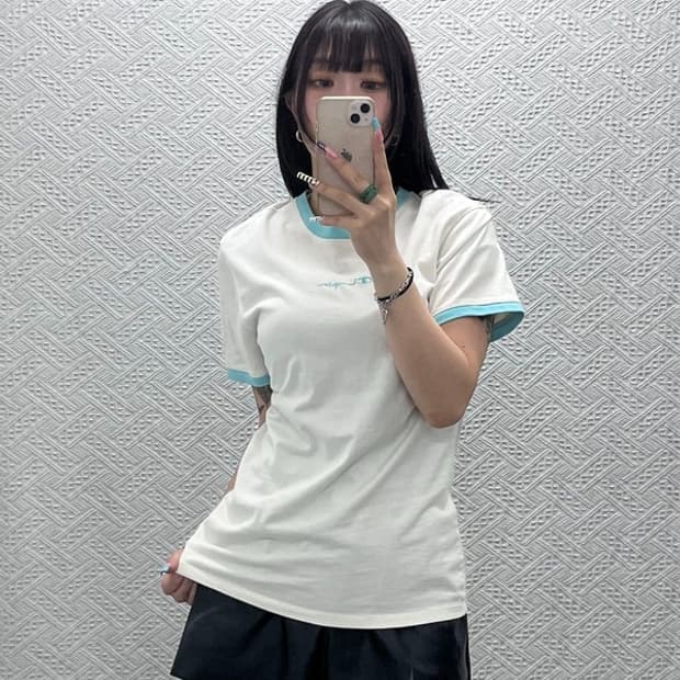 챔피온 빈티지 레트로 Y2K 민트코어 링거티 반팔티 M C12898