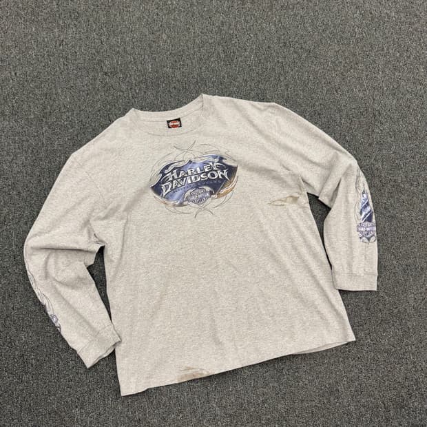 할리데이비슨 빈티지 후면 독수리 프린팅 롱슬리브