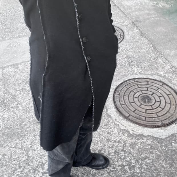 NOID 노아이디 로우엣지 커팅 울 후드 코트