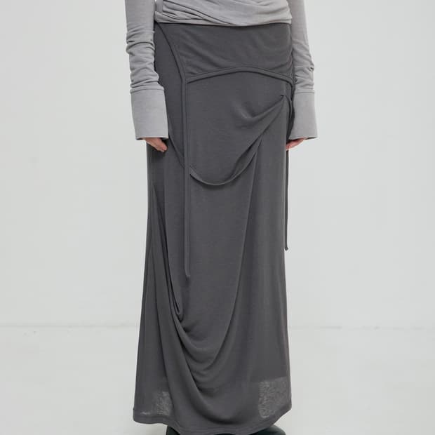 플레어업 Asymmetrical Draped Long Skirt 롱스커트