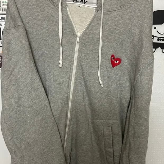 꼼데가르송 play라인 후드집업 그레이