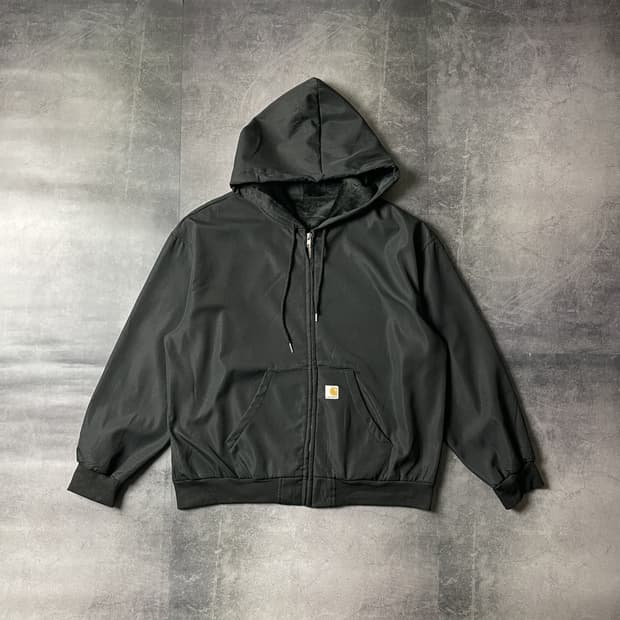 UNKNOWN 빈티지 블랙 벨벳라이닝 후드집업 A00378