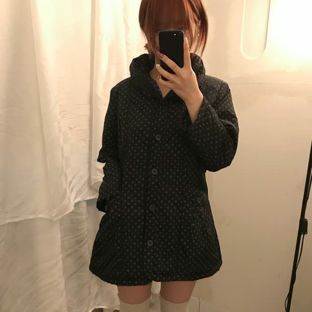 JPN Vintage 모리걸 라떼갸루 하구미 도트 패딩