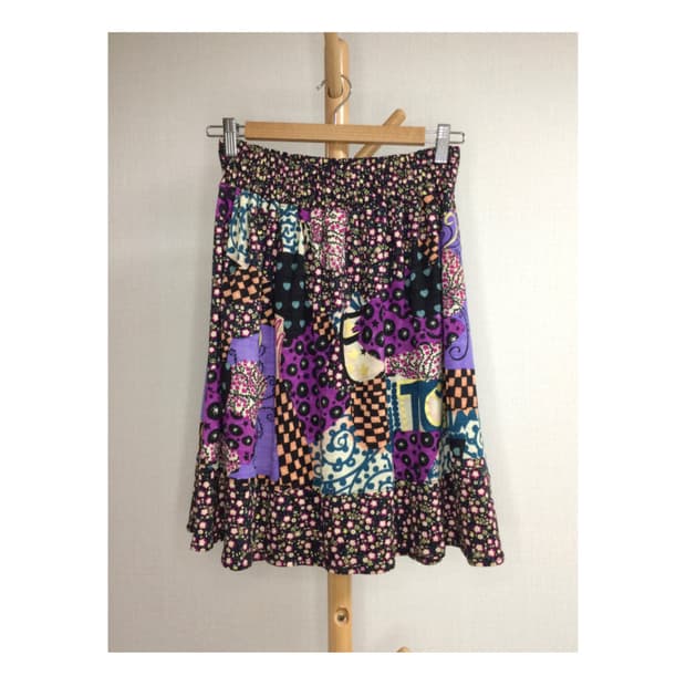 츠모리 치사토 퍼플 에스닉 패치 스커트