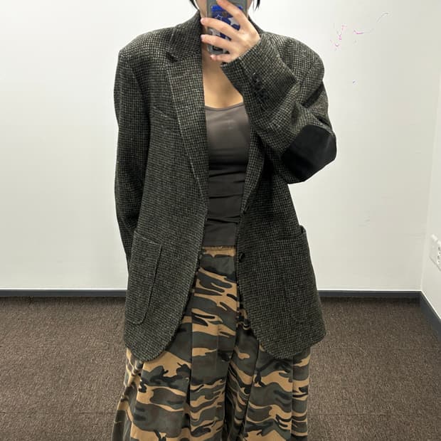 Beanpole  빈폴 체크 앵클 패치 카키 블레이져