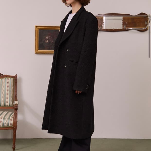 STU 오버핏 더블 브레스티드 코트