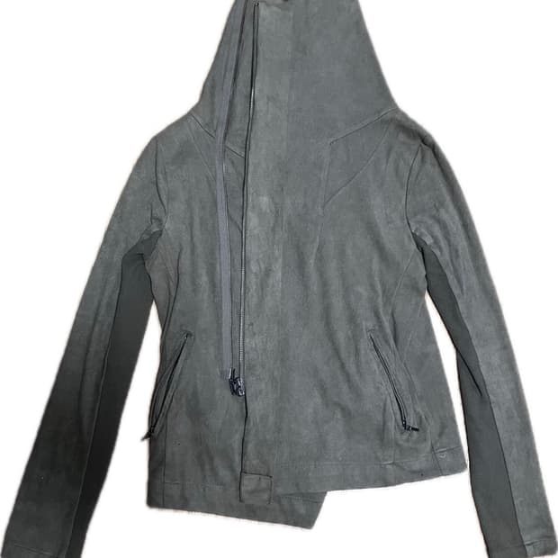 GOA 비대칭 하이넥 스웨이드자켓