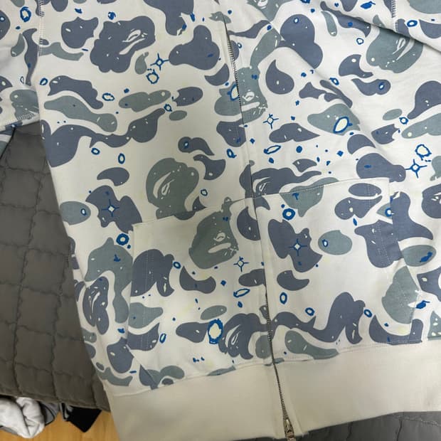 베이프 스페이스 카모 샤크 풀 집 더블 후디 화이트 멀티