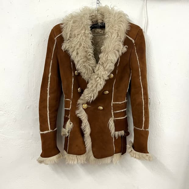 발망 2017FW 올리비에 루스테인 런웨이 램스 퍼 시어링 무스탕 자켓