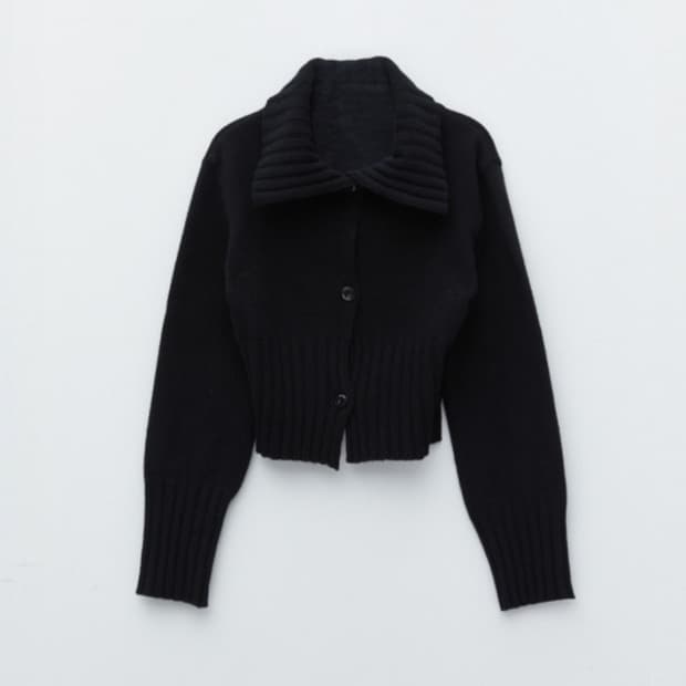 마뗑킴 칼라 볼륨 가디건 블랙