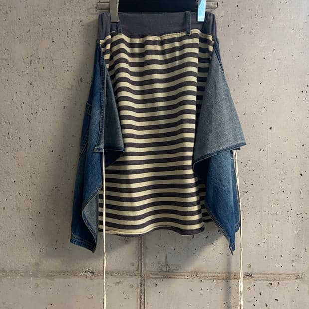 Emago 코튼 레이어링 데님 스커트