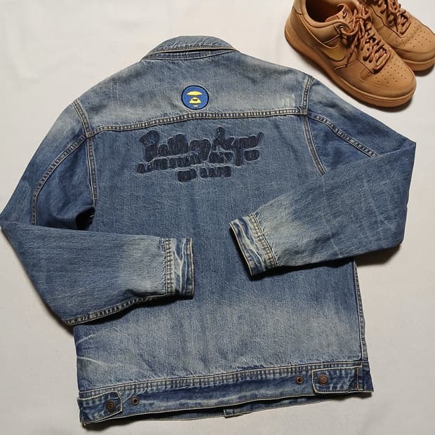 AAPE 에이프 바이베이프 구제 빈티지 트러커 청자켓 데님