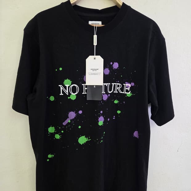 ESPIONAGE 블랙 페인트 스플래시 반팔티 M