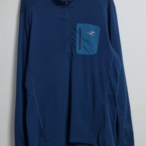 오버핏 L ) 아크테릭스 청록색 약기모 반집업 긴팔티