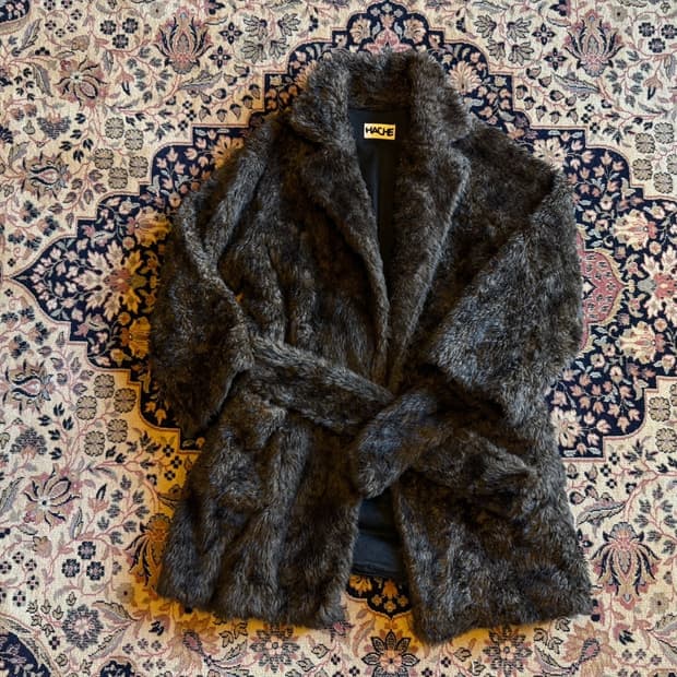 HACHE 아카이브 레더 시어링 코트 55~66