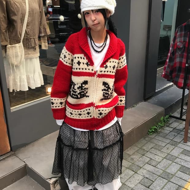 Vintage Cowichan Knit Zip-Up