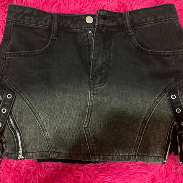 갸루 펑크 고스 그라데이션 흑청치마 