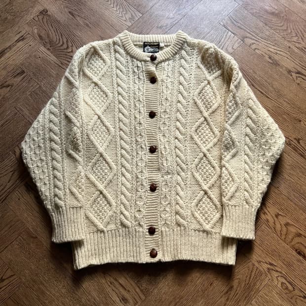 [M]90's 스코틀랜드 핸드메이드 아란 피셔맨 스웨터 가디건