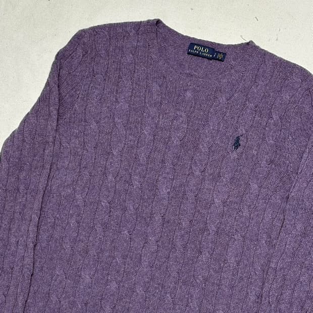 S 폴로랄프로렌 퍼플 메리노 울 캐시미어 니트