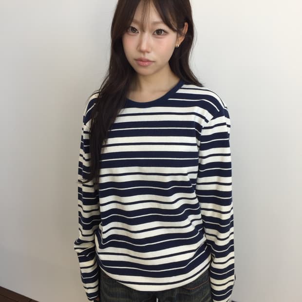 UNIQLO Navy Stripe Long Sleeve