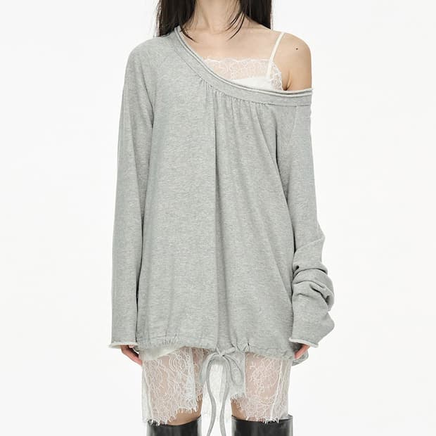 세릭 Round Hem String Top / Gray