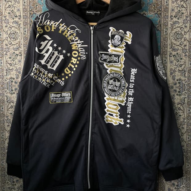 JPN Y2K 펑크 스컬 패치 후드집업1668