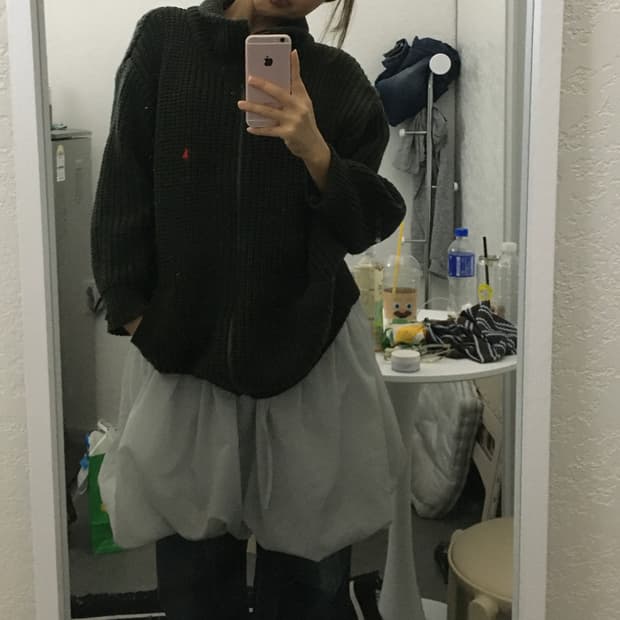 빈티지 펌킨 레이어드 스커트