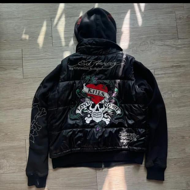 에드하디 자수 크롭 패딩 L