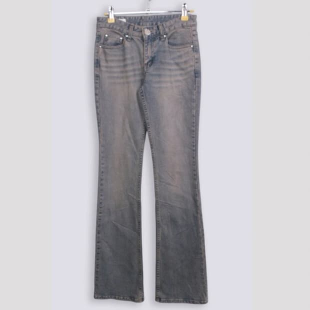 빈티지 워싱 갸루스타일 로우라이즈 연청 청바지 XS