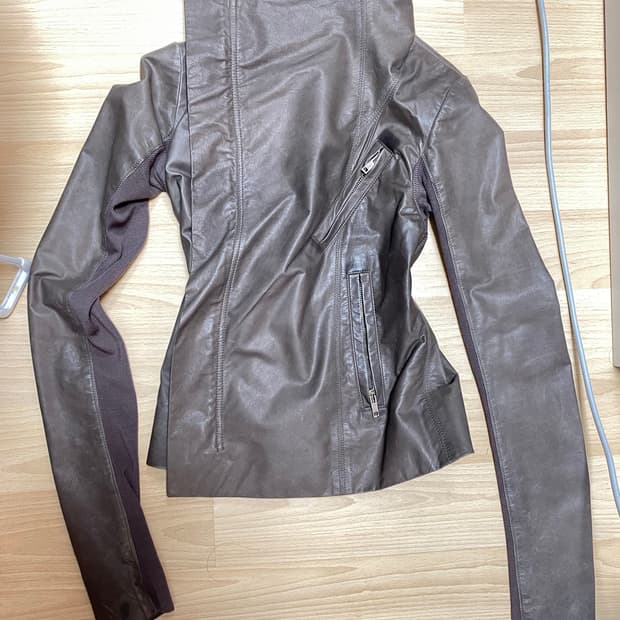 릭오웬스 램스킨 하이넥 가죽자켓