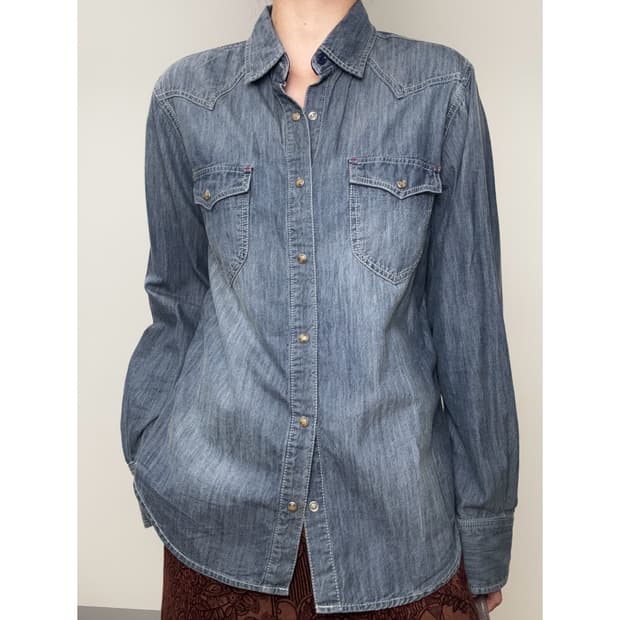 빈티지 데님 웨스턴 셔츠