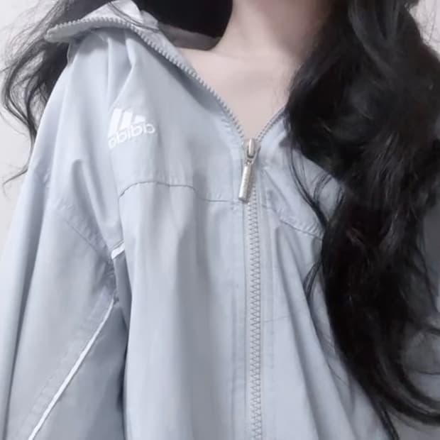 빈티지아디다스 90s 뮤트하늘그레이 올드스쿨 바스락 후드집업 바람막이