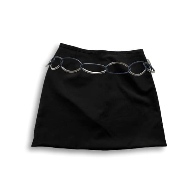 Navy Leather Chain belt