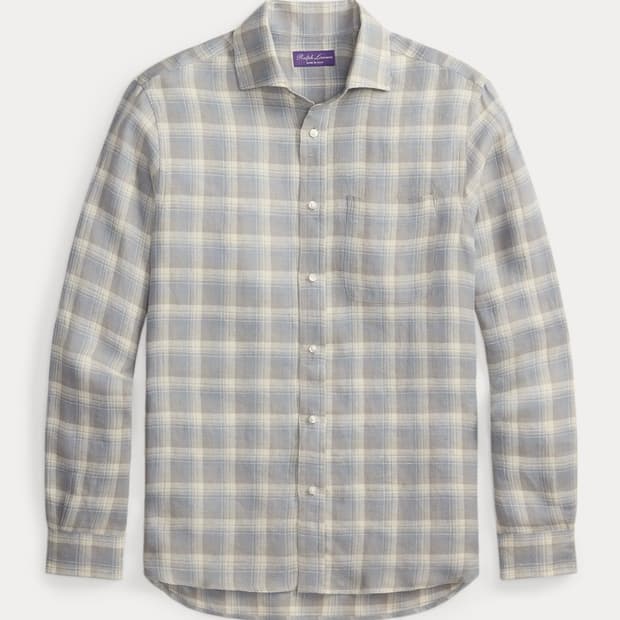 Purple Label 플래드 리넨 트윌 셔츠