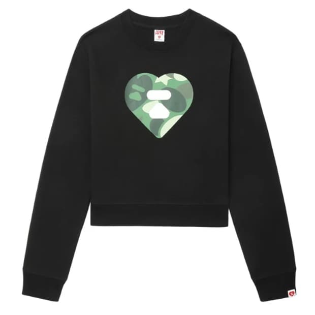 베이프 정품 여성용S  에이피 하트 크롭 스웻 셔츠 맨투맨
