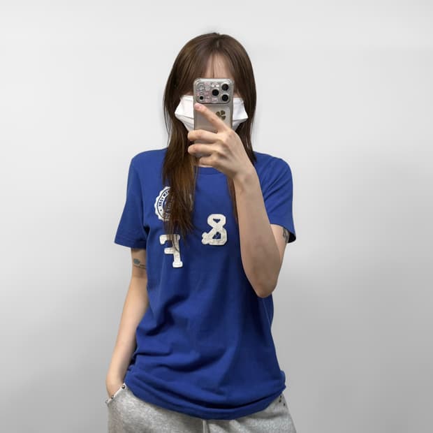 아베크롬비 A&F 로고 반팔티 블루