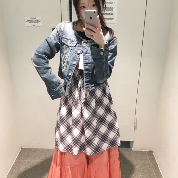 빈티지 데님 블루 너드 코디세트