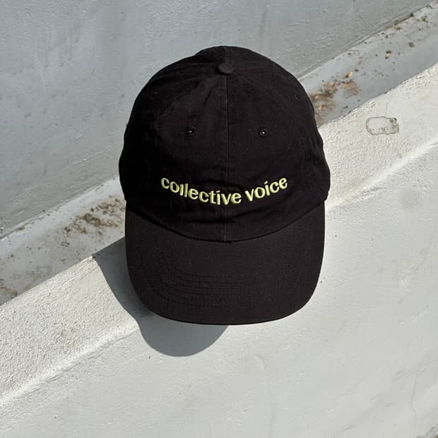 [F] colletive voice 로고 빈티지 블랙 볼캡 모자
