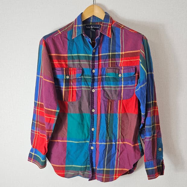 80's 폴로 랄프로렌 플란넬 플레이드 체크 워크셔츠 남방 8