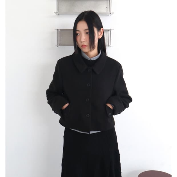 김미(지그재그) 울 자켓 블랙