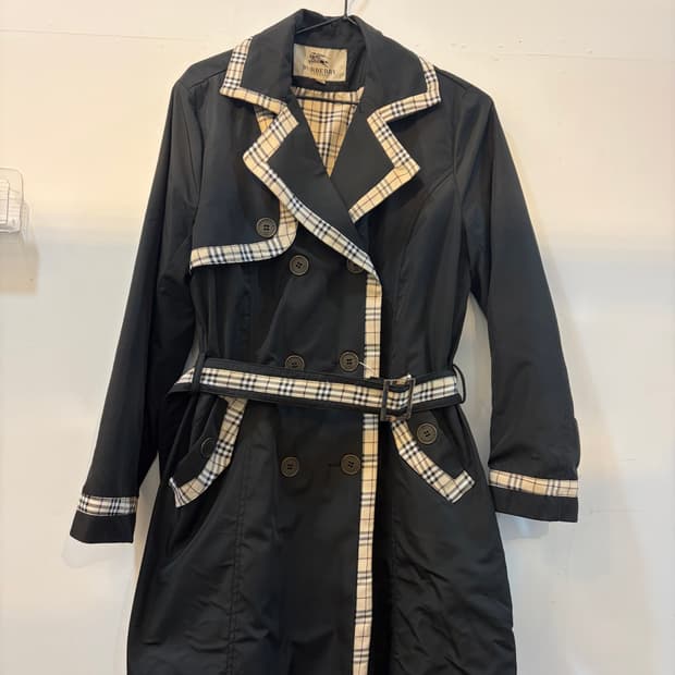 버버리 트렌치 코트 체크 배색