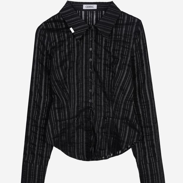 CERRIC  CRUNCH STRIPE SHIRT / BLACK