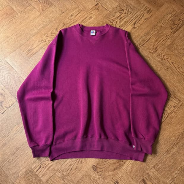 [XL]90's 러셀 Made in USA 플럼 플레인 스웻셔츠