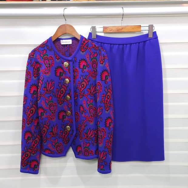 90s 입생로랑 페이즐리 니트 셋업- 우먼M