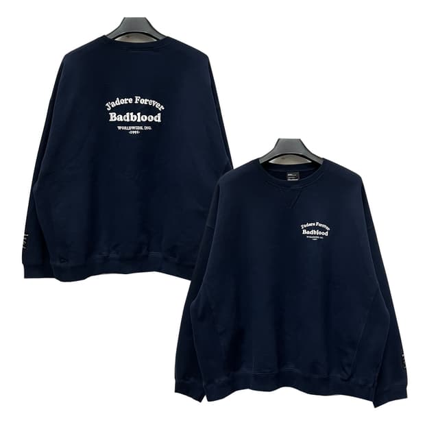 배드블러드 백로고 네이비 오버핏 스웻 맨투맨 M