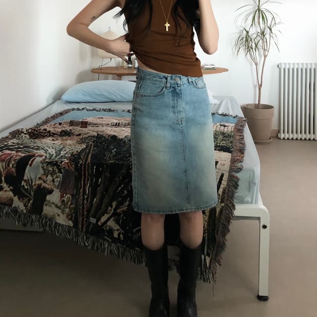 프랭크 SHORE MIDI DENIM SKIRT