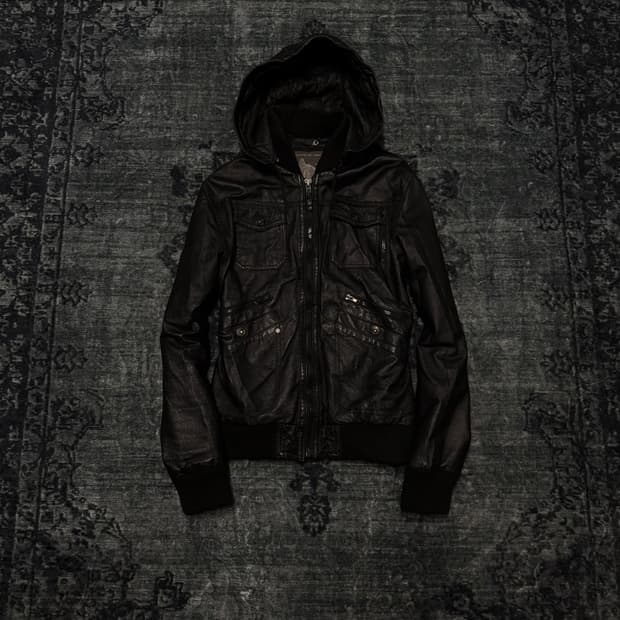 River island hood gimmick leather jacket