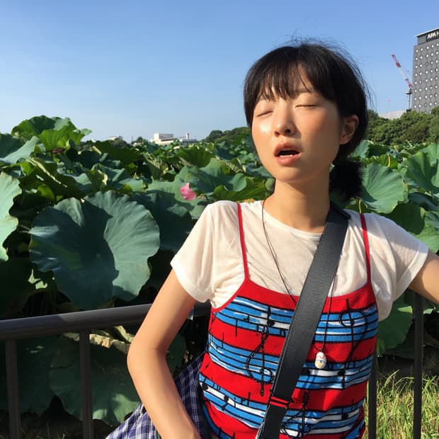 빈티지 스트라이프 음표 나시